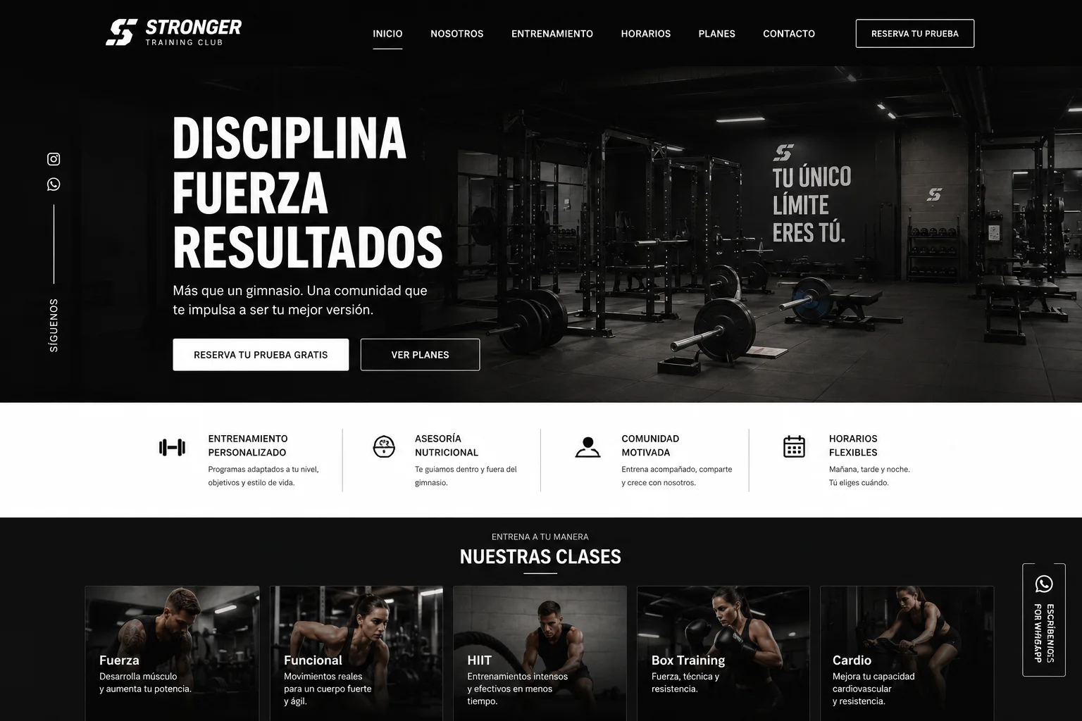 Mockup del concepto de sitio web para gimnasio