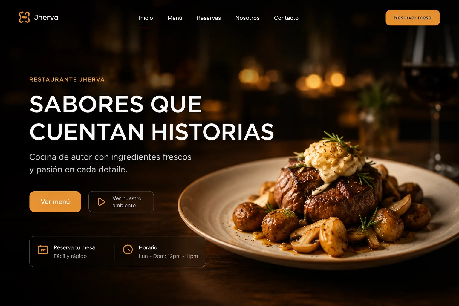 Mockup del concepto de sitio web para restaurante